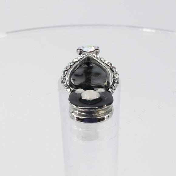 VTG Disney Mickey Mouse Flip Flop Pendant Necklace Black Rhinestone AB Girls - Picture 12 of 16